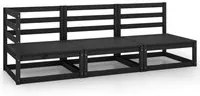 Set Divani da Giardino 3 pz Nero in Legno Massello di Pino cod mxl 39535