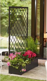 Fioriera da Giardino in Metallo con Traliccio 90x32xH150 cm Rama Antracite...