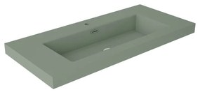 Lavabo da incasso con bordo a vista d'appoggio rettangolare vasca centrale Nantes L 101 x H 6 x P 46 cm in resina verde muschio