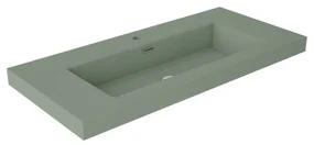 Lavabo da incasso con bordo a vista rettangolare vasca centrale Nantes L 101 x H 6 x P 46 cm in resina verde muschio