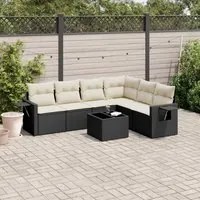 Set Divani da Giardino con Cuscini 7pz Nero Polyrattan 3252553