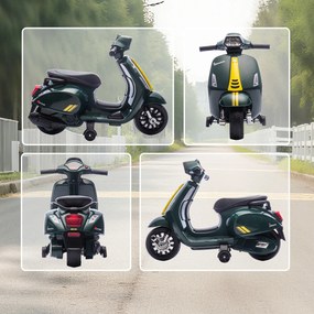 Moto Elettrica per Bambini con Licenza Ufficiale Piaggio Vespa 6V con Rotelle e Luci Verde Scuro...