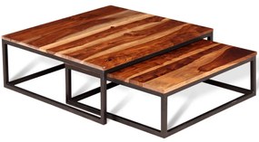 Set tavolini ad incastro 2 pz in legno massello di sheesham