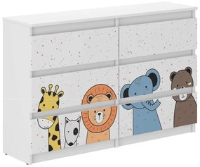 Cassettiera per bambini con animali, 77 x 30 x 120 cm