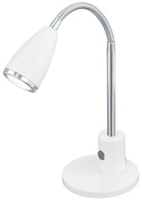 Lampada Da Tavolo Contemporanea Fox Acciaio Bianco 1 Luce Gu10 2,8W