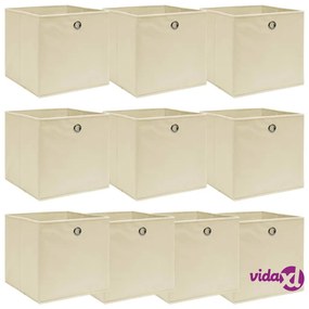 vidaXL Scatole Portaoggetti con Coperchi 10pz Crema 32x32x32cm Tessuto
