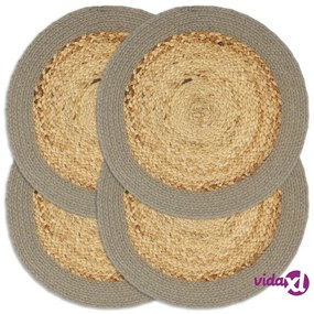 vidaXL Tovagliette 4 pz Naturale e Grigio 38 cm in Juta e Cotone