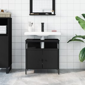 Mobile lavabo bagno nero 60x30x60 cm in legno multistrato