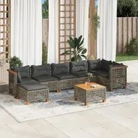 Set Divano da Giardino 8 pz con Cuscini Grigio in Polyrattan 3261933