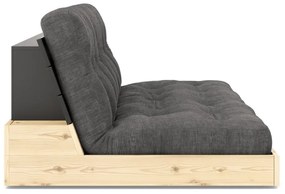 Divano letto in velluto a coste nero-antracite 196 cm Base - Karup Design