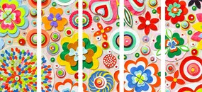 Quadri 5 pezzi – Astrazione di fiori