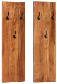 Appendiabiti A Parete 2 Pz 36x3x110cm Legno Massello Di Acacia /