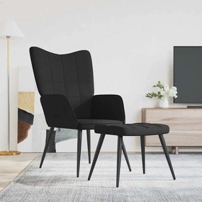 Sedia Relax Con Sgabello Nero İn Tessuto /