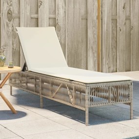 Lettino Prendisole Con Cuscini Beige İn Polyrattan /