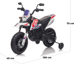 Moto Elettrica per Bambini 12V con Licenza Aprilia RX-125 Motocross Bianca...