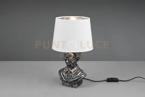 Lampada albert metallo argento anticapto con paralume bianco r50311088