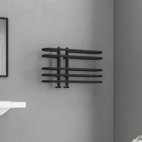Scalda salviette termoarredo 700x400mm finitira nera opaca | KAM-379N - KAMALU