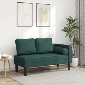 Chaise Longue Con Cuscini Verde Scuro İn Tessuto /
