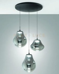 Deva sospensione fume' 3 luci tonda a led cct 2700k - 3000k - 4000k...