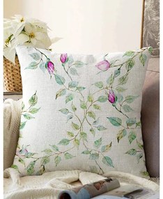 Federa beige con rose in cotone, 55 x 55 cm - Minimalist Cushion Covers