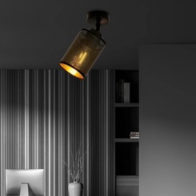 Plafoniera Spot 1 Luce Varuna In Acciaio Nero E Oro Paralumi Regolabile