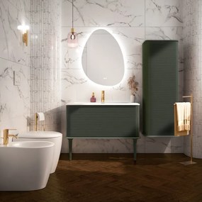 Mobile da bagno sospeso sotto lavabo L 98 x H 42 x P 50 cm verde laccato opaco, 1 cassetto BADEN HAUS Bohemia