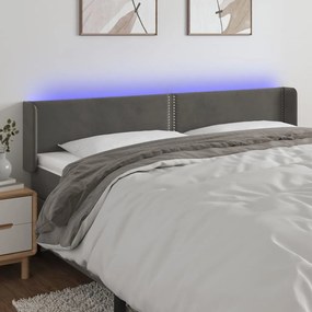 Testiera A Led Grigio Scuro 163x16x78/88 Cm İn Velluto /