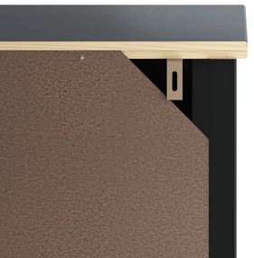 Mobile da Bagno a Muro BERG Nero 69,5x27x71,5cm Legno Massello