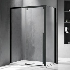 Kamalu - Cabina doccia 90x120 profilo nero anta scorrevole e lato fisso | KSA5000B