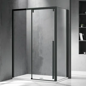Kamalu - Cabina doccia 90x120 profilo nero anta scorrevole e lato fisso | KSA5000B