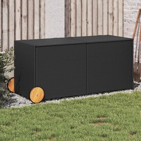 Contenitore Da Giardino Con Ruote Nero 283l İn Polyrattan /
