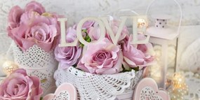 Stampa su tela – Decorazione vintage con scritta Love