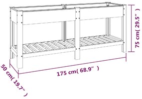 Fioriera Rialzata Giardino con Ripiano Grigia 175x50x75 cm WPC