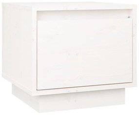 Comodino Bianco 35x34x32 cm in Legno Massello di Pino