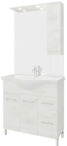 Mobile bagno con lavabo e sifone L 85 x H 81.5 x P 50.5 cm legno bianco in truciolare, 2 ante 2 cassetti per vasca centrale Symoa