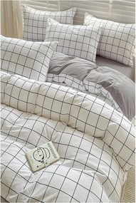 Biancheria da letto bianca/grigia in cotone renforcé per letto singolo/per letto esteso con lenzuolo incluso/3 pezzi 160x220 cm Checkered – Mila Home