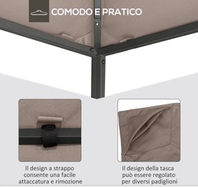 Tetto di Ricambio per Gazebo 3x3m con Prese d'Aria e Fori di Drenaggio 298x295 cm in Poliestere Beige...