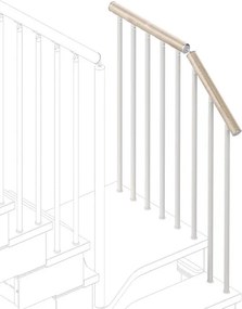 Balaustra in kit IRIS Gala in legno bianco, corrimano in legno bianco, L 120 cm fissaggio a pavimento