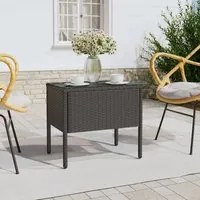 Tavolino Nero 53x37x48 cm Polyrattan e Vetro Temperatocod mxl 102865