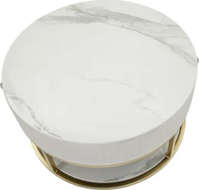 Tavolo da caffè con struttura dorata montpellier color crema ø75x36 cm