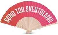 Ventaglio legno con scritta sventolami rosa