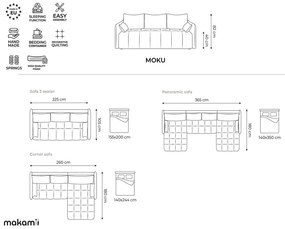 Divano angolare color terracotta allungabile/con contenitore (con penisola a destra/con chaise lounge) Moku – Makamii