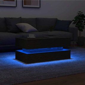 Tavolino Da Soggiorno Con Luci Led Rovere Nero 90x50x40 Cm /