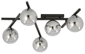 Lampadario da Soffitto in Acciaio e Vetro SMART 5 Nero 5xE14
