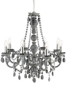 Lampadario Classico Marie Therese Acciaio Cromo Vetro 8 Luci E14