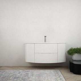 Mobile da bagno bianco frassino sospeso 120 cm senza specchio e senza colonna