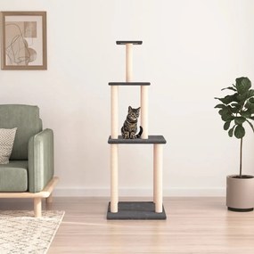 Albero Per Gatti Con Tiragraffi İn Sisal Grigio Scuro 149 Cm /