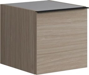 Base laterale Pixel con anta Plain olmo Rousseau e maniglia alluminio nero opaco L.40 H.40 P.45,5 cm.