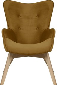 Poltrona color senape con rivestimento in velluto Niko – Ropez