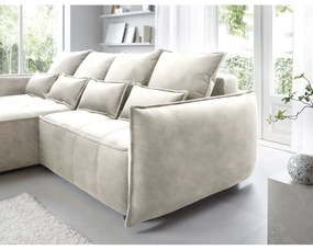 Divano angolare beige allungabile/con contenitore (con penisola a sinistra/con chaise lounge) e rivestimento in velluto Campo – ELTAP